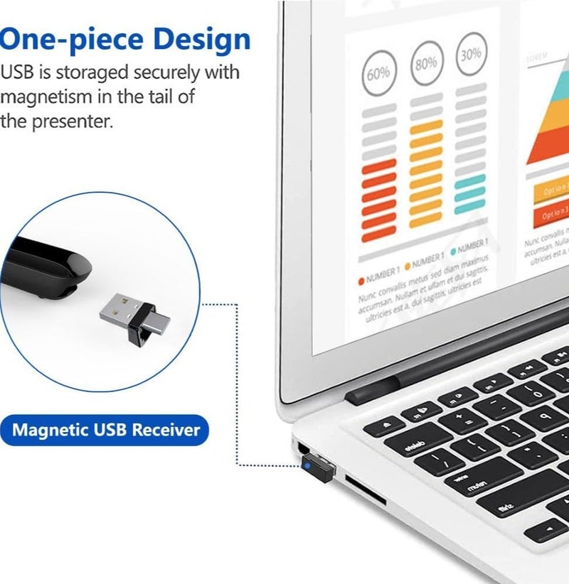 ياتاو جهاز تحكم عن بعد للعروض التقديمية، منفذ USB-C/A، مؤشر 2 في 1، جهاز تحكم عن بعد لبرنامج PowerPoint، منفذ USB/Type-C لتمرير الشرائح، التحكم في مستوى الصوت/الارتباط التشعبي/تبديل النوافذ (البطارية مرفقة) - Image 5